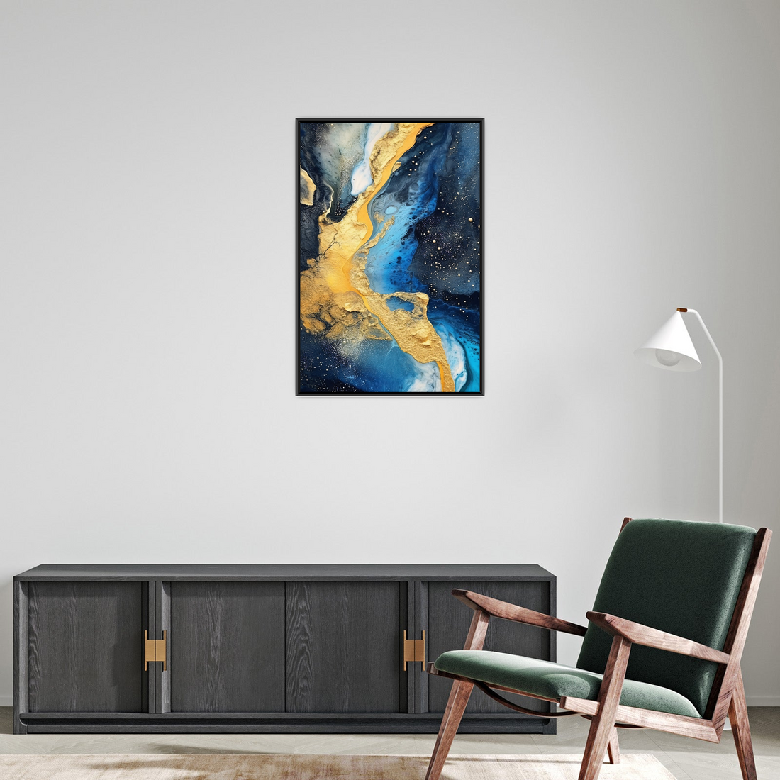 Zlatna dubina – Apstraktna plavo-zlatna umetnost