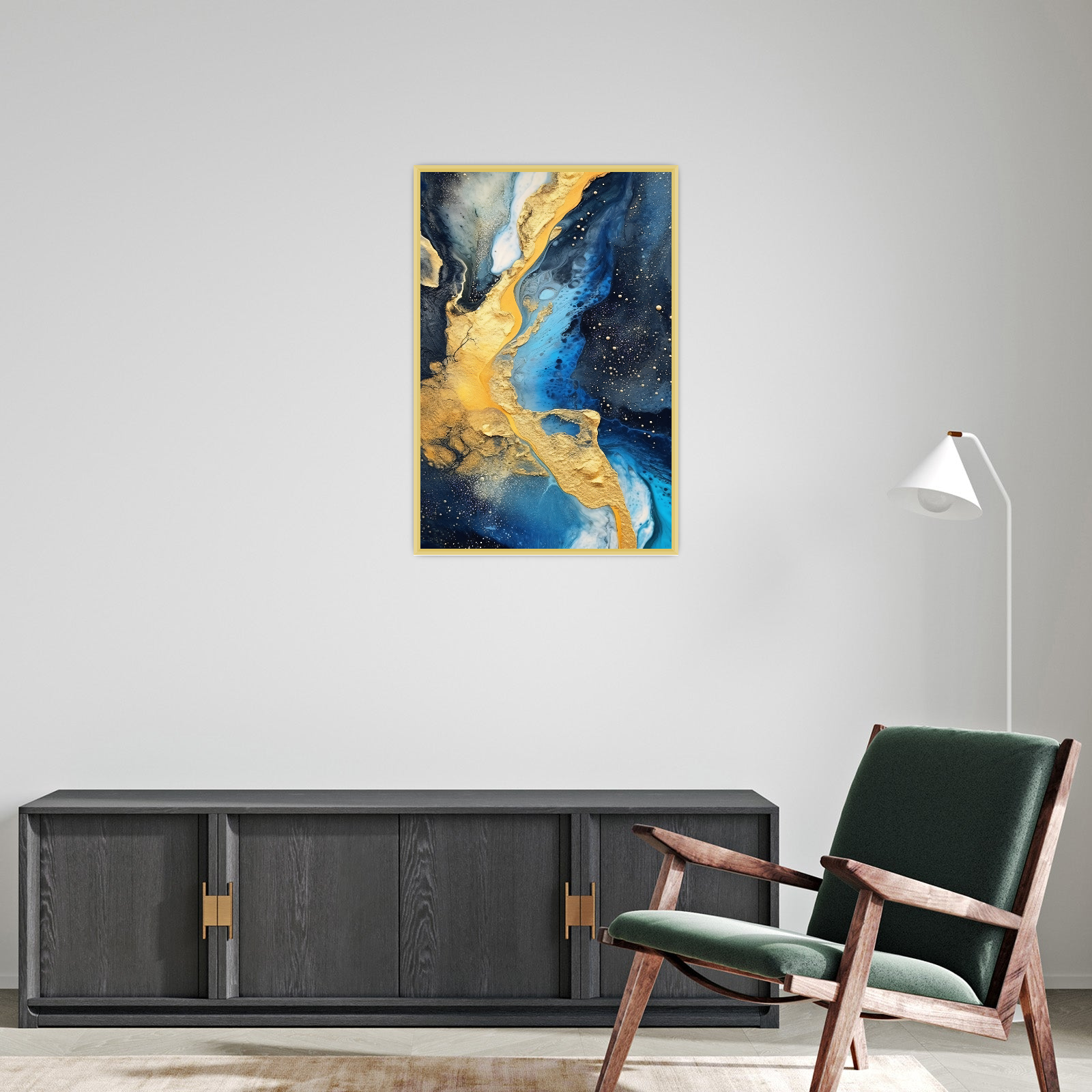 Zlatna dubina – Apstraktna plavo-zlatna umetnost