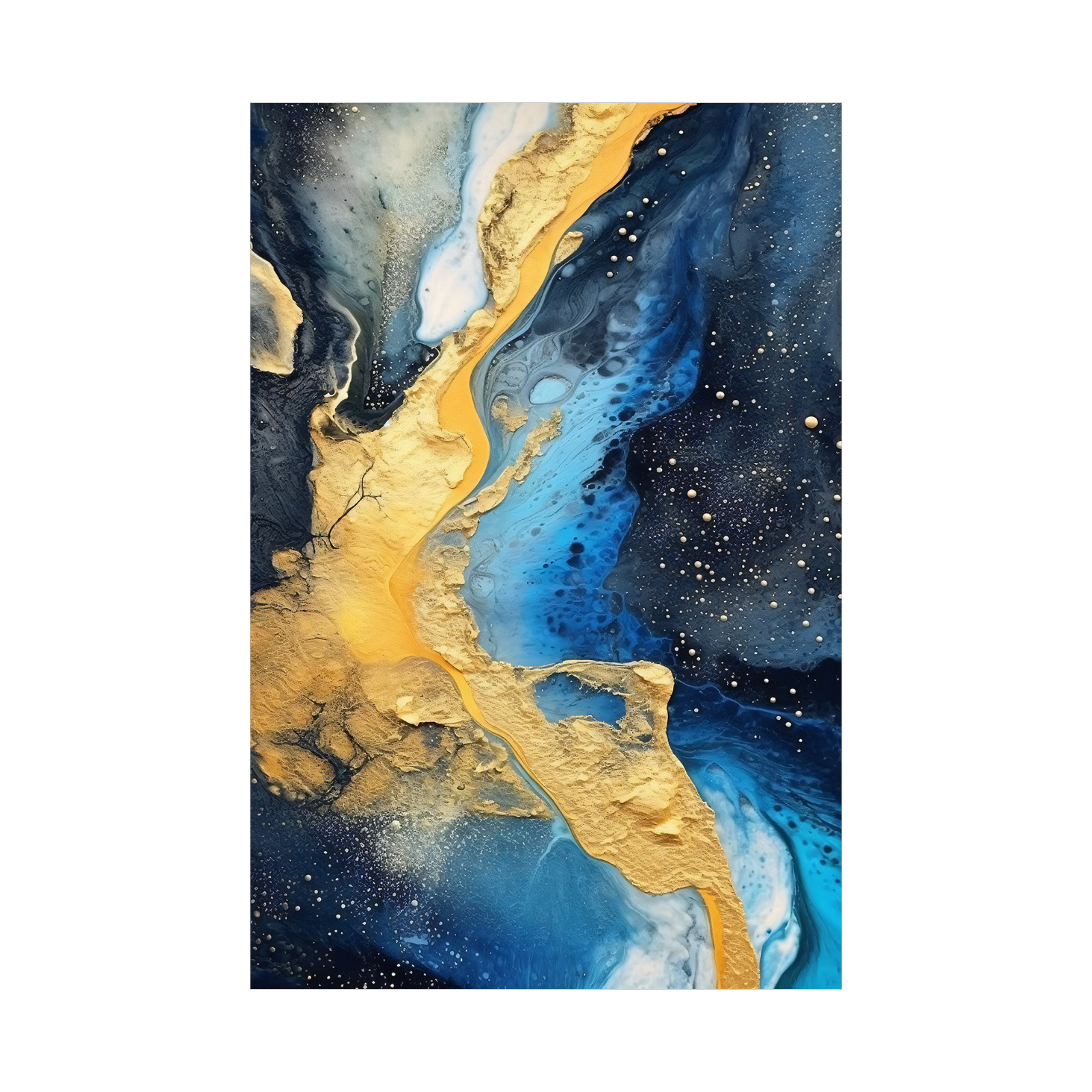 Zlatna dubina – Apstraktna plavo-zlatna umetnost