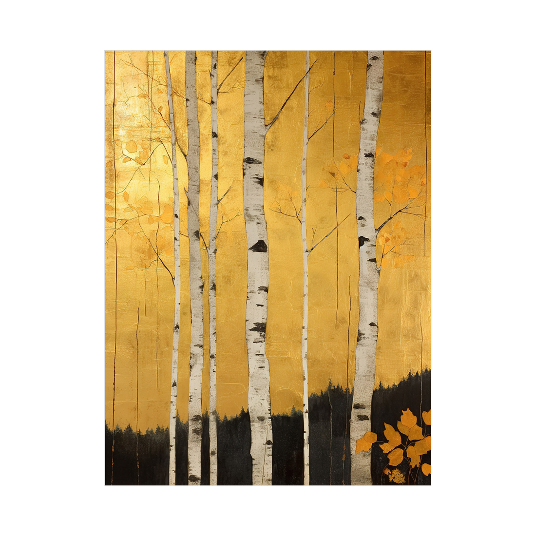 Umetnička slika ​Zlatna šuma na platnu - NS Canvas Shop