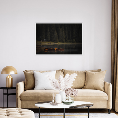Umetnička slika ​Zlatni čamac u šumi na platnu - NS Canvas Shop