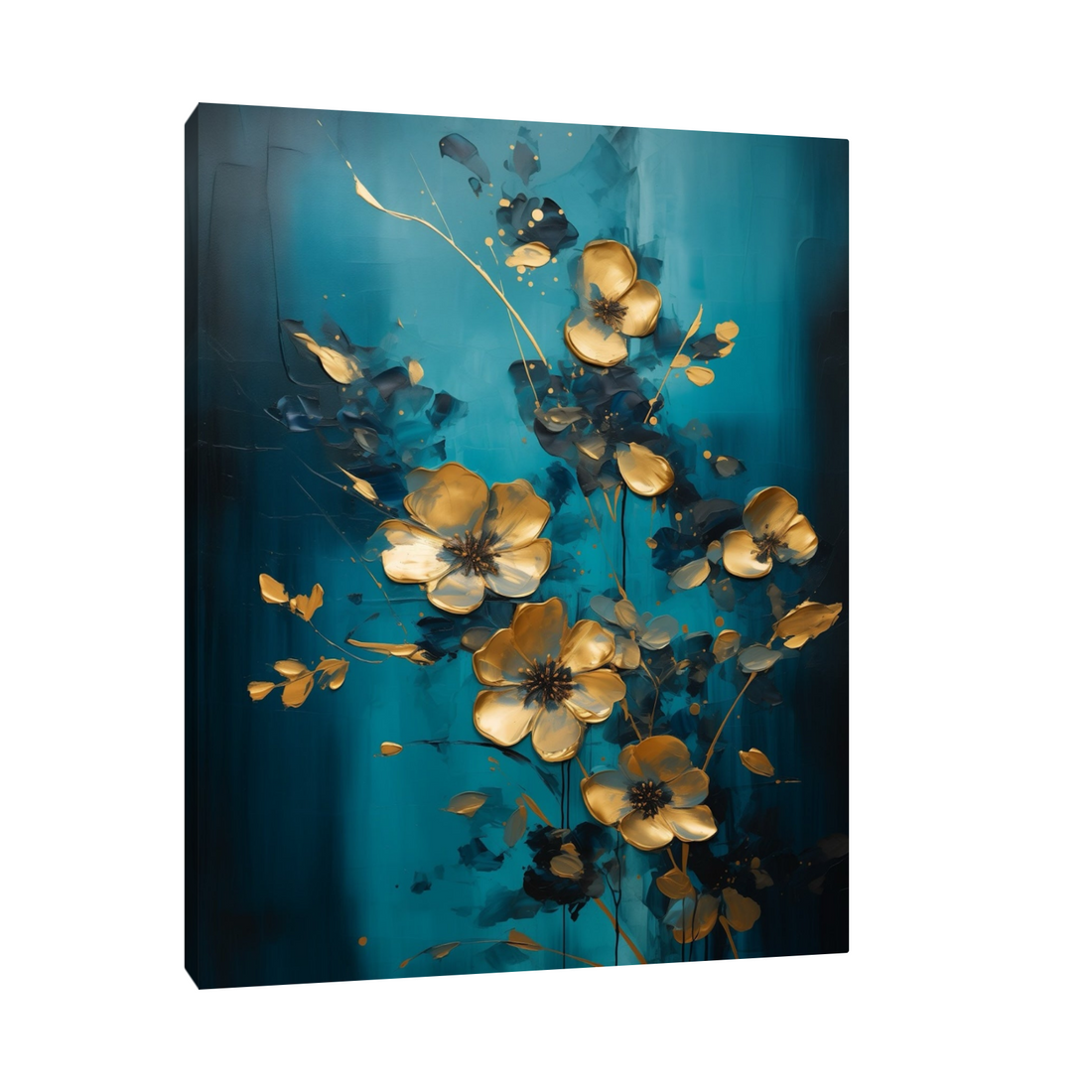 Umetnička slika ​Zlatni cvetovi na platnu - NS Canvas Shop