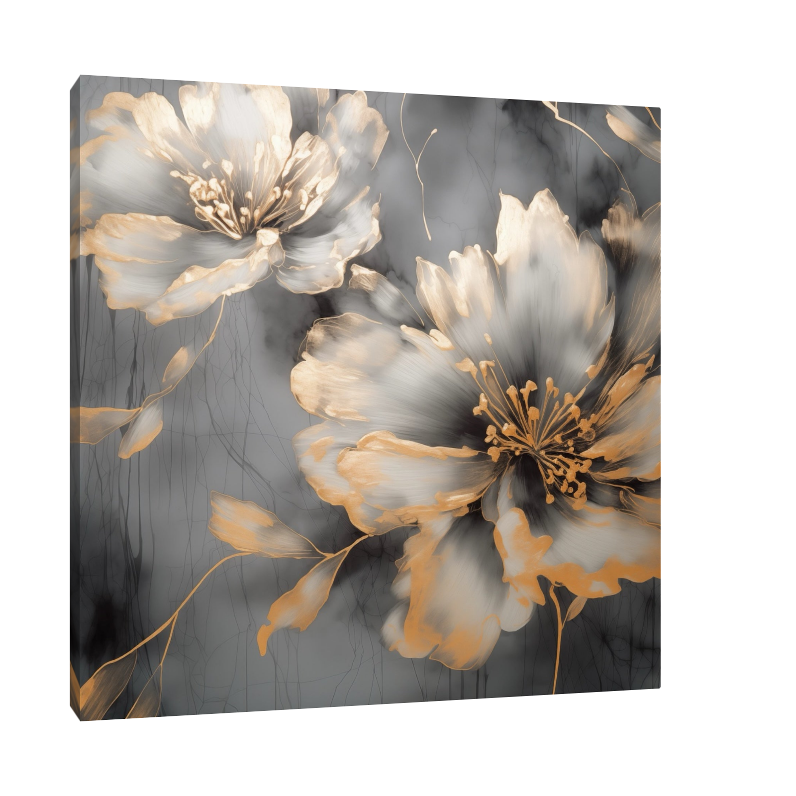 Umetnička slika ​Zlatni cvetovi na platnu - NS Canvas Shop