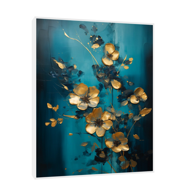 Umetnička slika ​Zlatni cvetovi na platnu - NS Canvas Shop