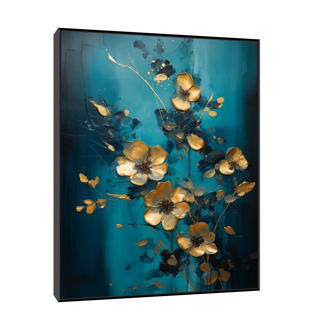 Umetnička slika ​Zlatni cvetovi na platnu - NS Canvas Shop