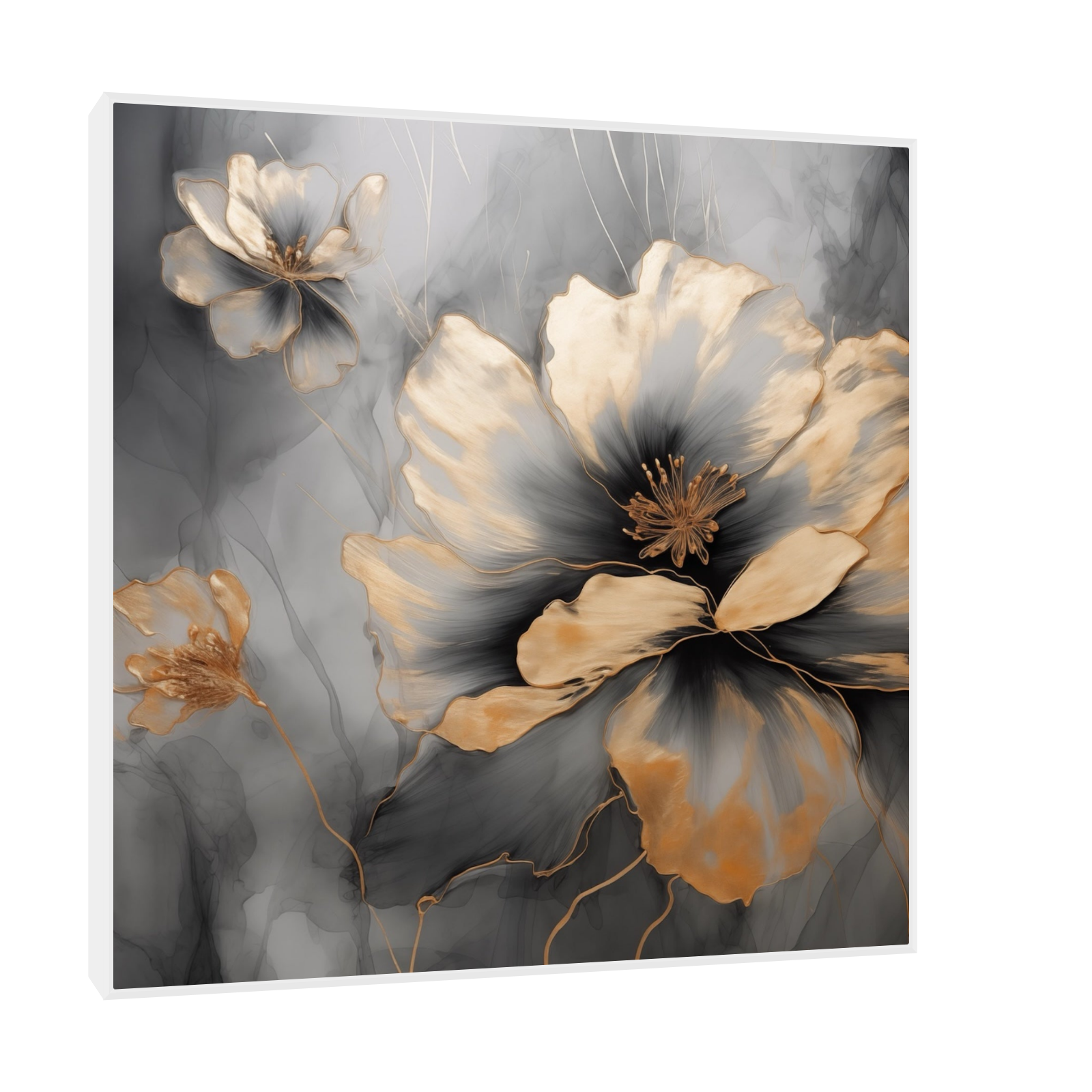 Umetnička slika ​Zlatni cvetovi II na platnu - NS Canvas Shop
