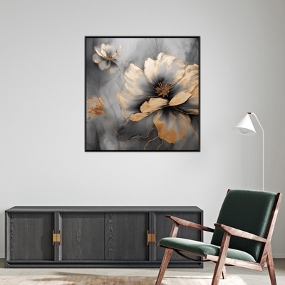Umetnička slika ​Zlatni cvetovi II na platnu - NS Canvas Shop
