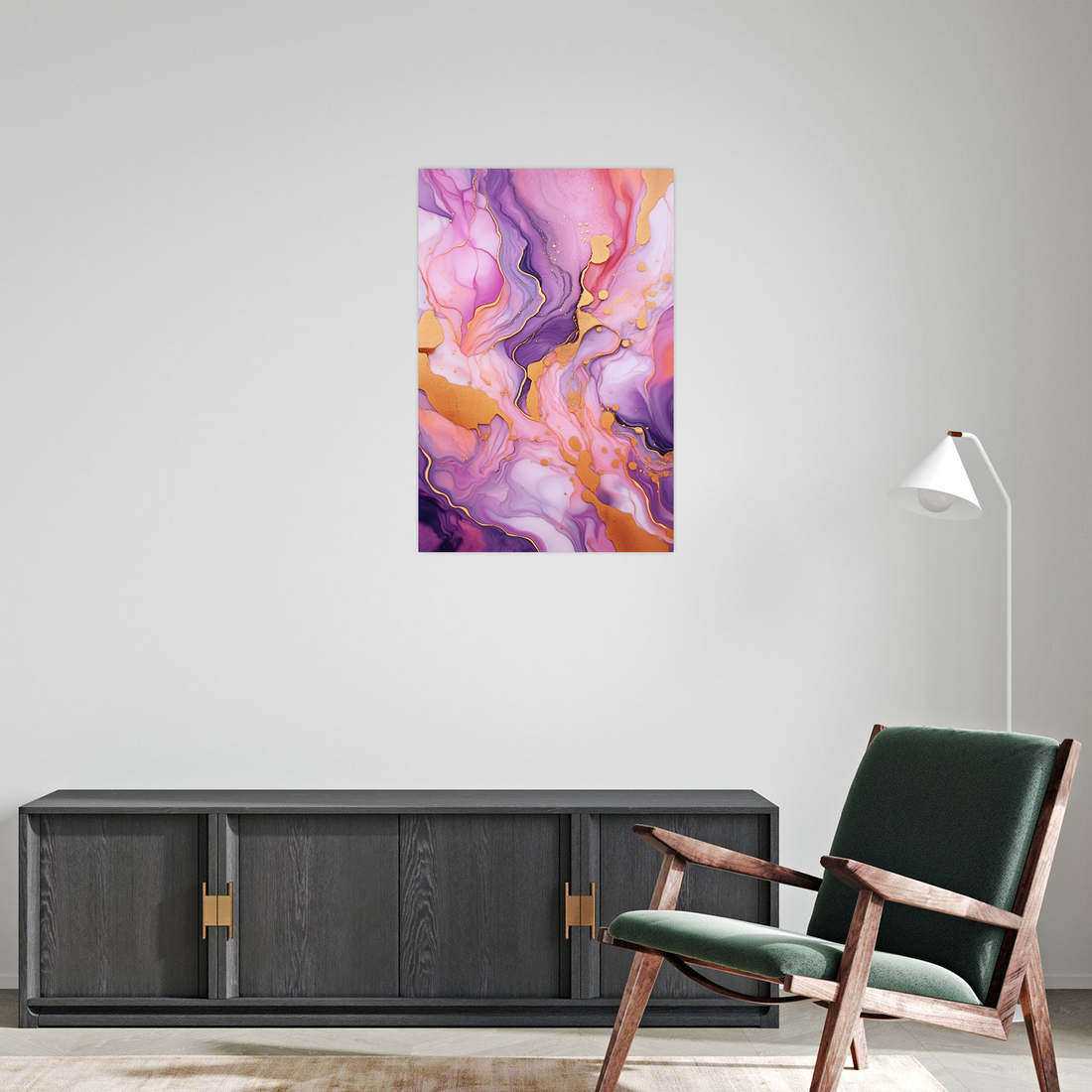 Zlatni fluid – Apstraktna umetnost u roze i ljubičastim tonovima