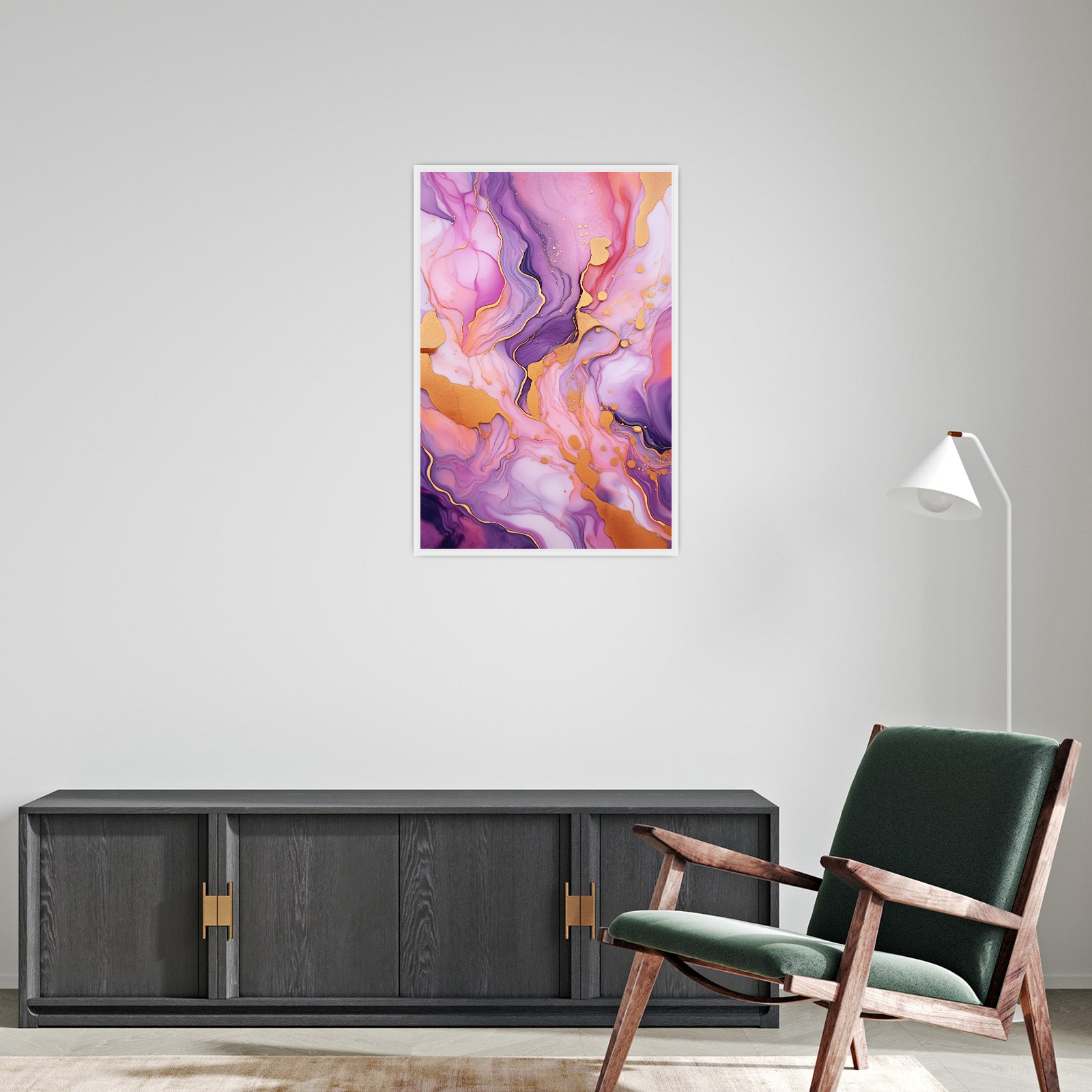 Zlatni fluid – Apstraktna umetnost u roze i ljubičastim tonovima