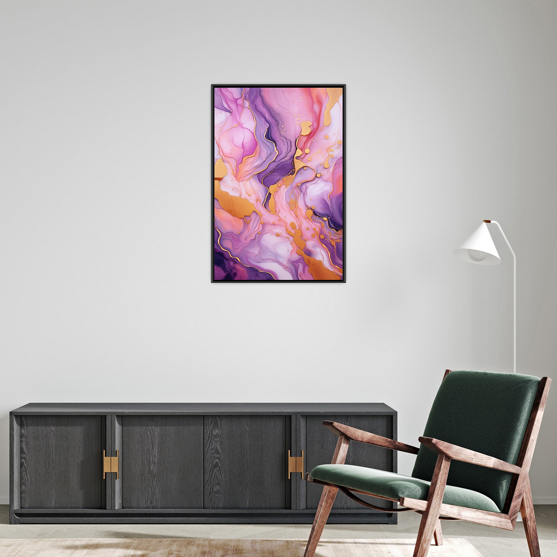 Zlatni fluid – Apstraktna umetnost u roze i ljubičastim tonovima