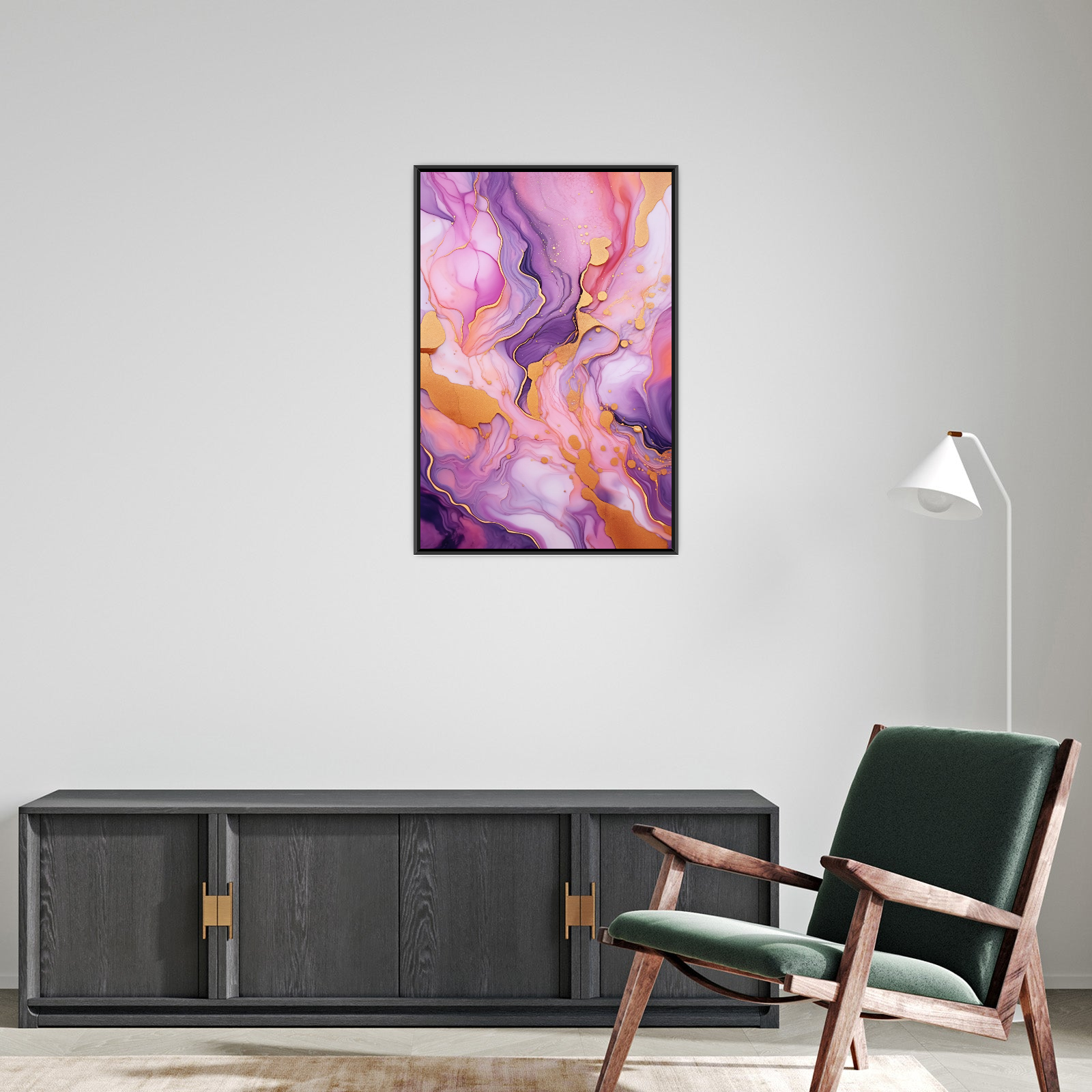 Zlatni fluid – Apstraktna umetnost u roze i ljubičastim tonovima