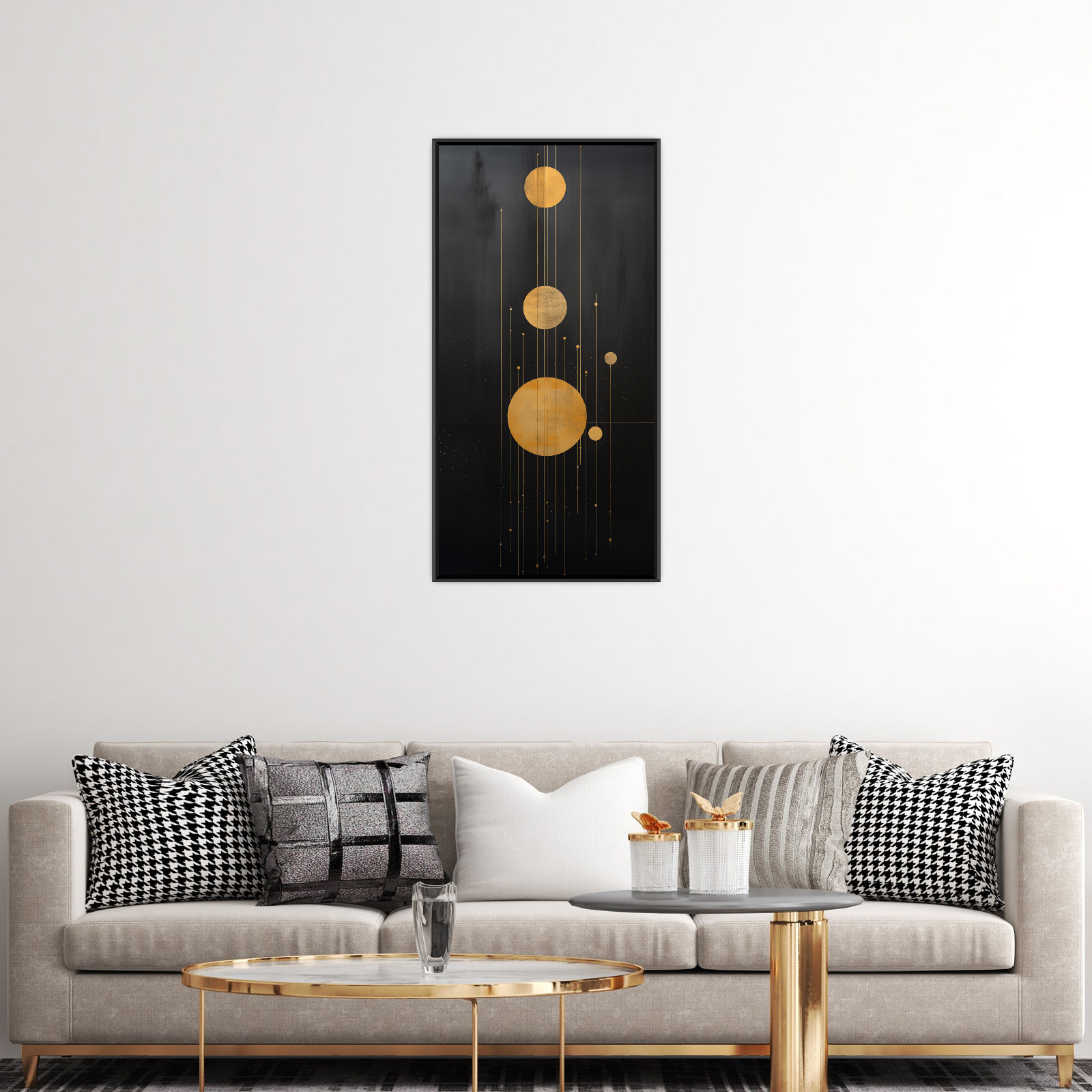 Umetnička slika ​Zlatni krugovi na platnu - NS Canvas Shop