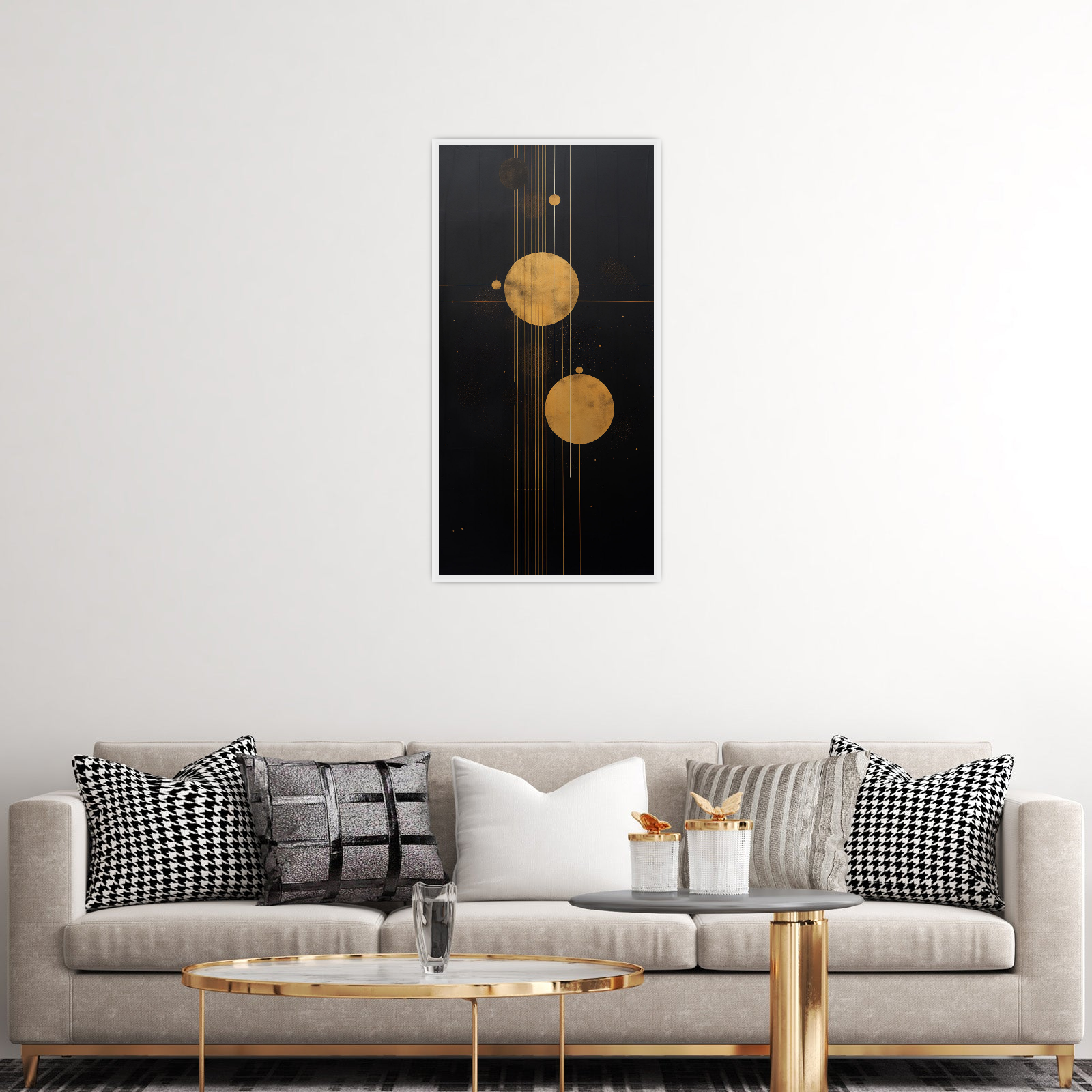 Umetnička slika ​Zlatni krugovi II na platnu - NS Canvas Shop