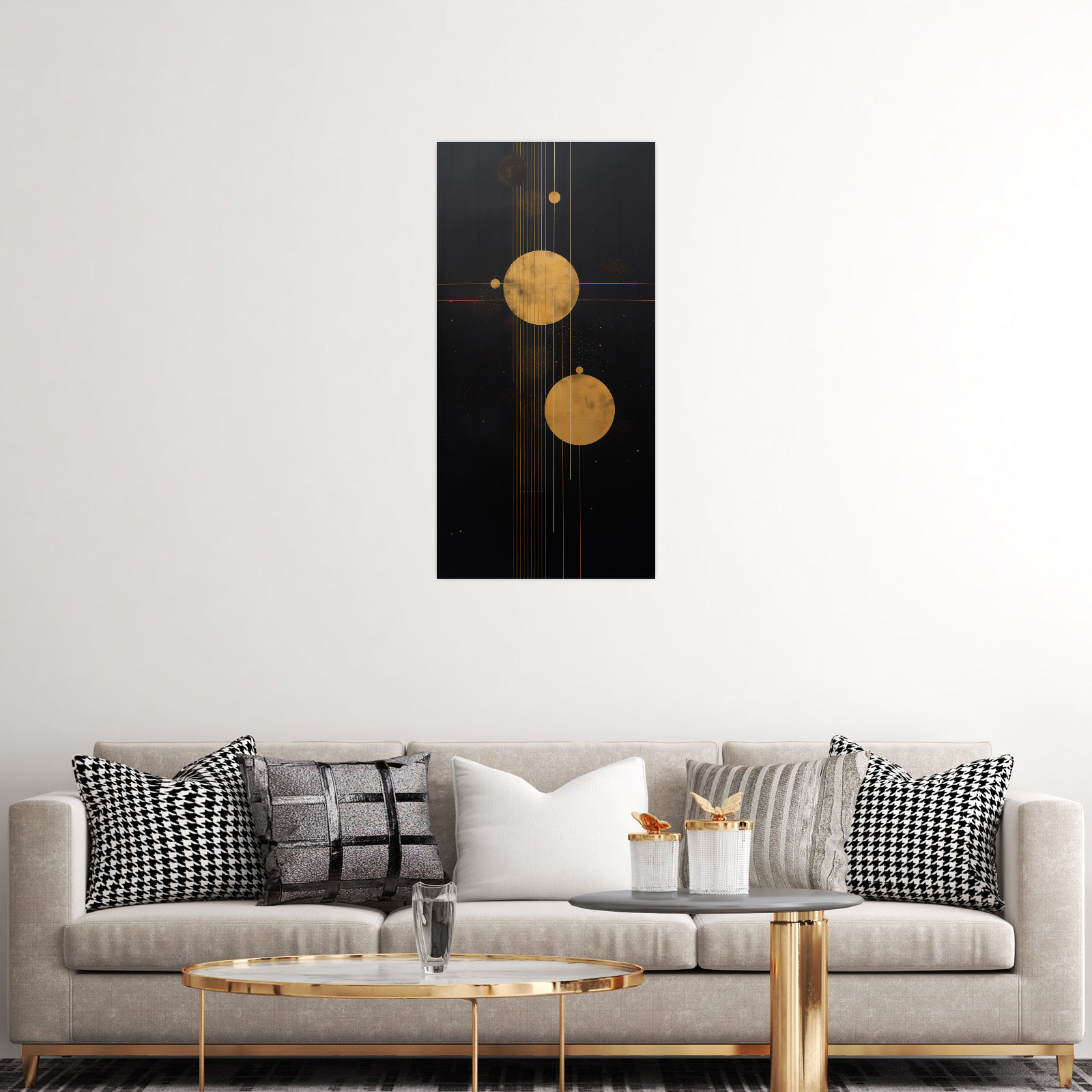 Umetnička slika ​Zlatni krugovi II na platnu - NS Canvas Shop