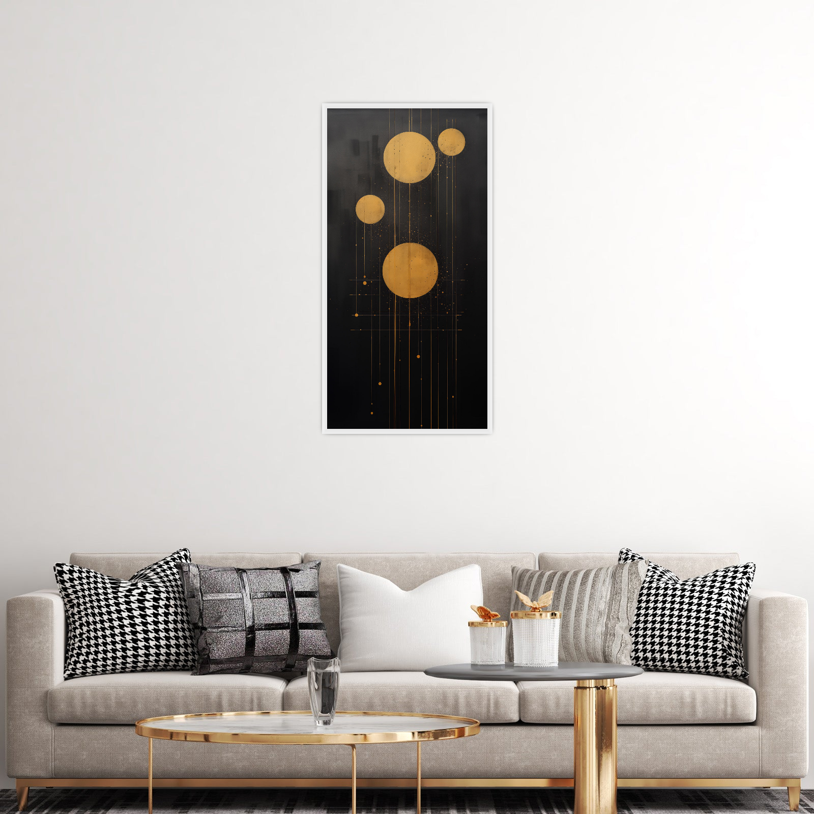 Umetnička slika ​Zlatni krugovi III na platnu - NS Canvas Shop