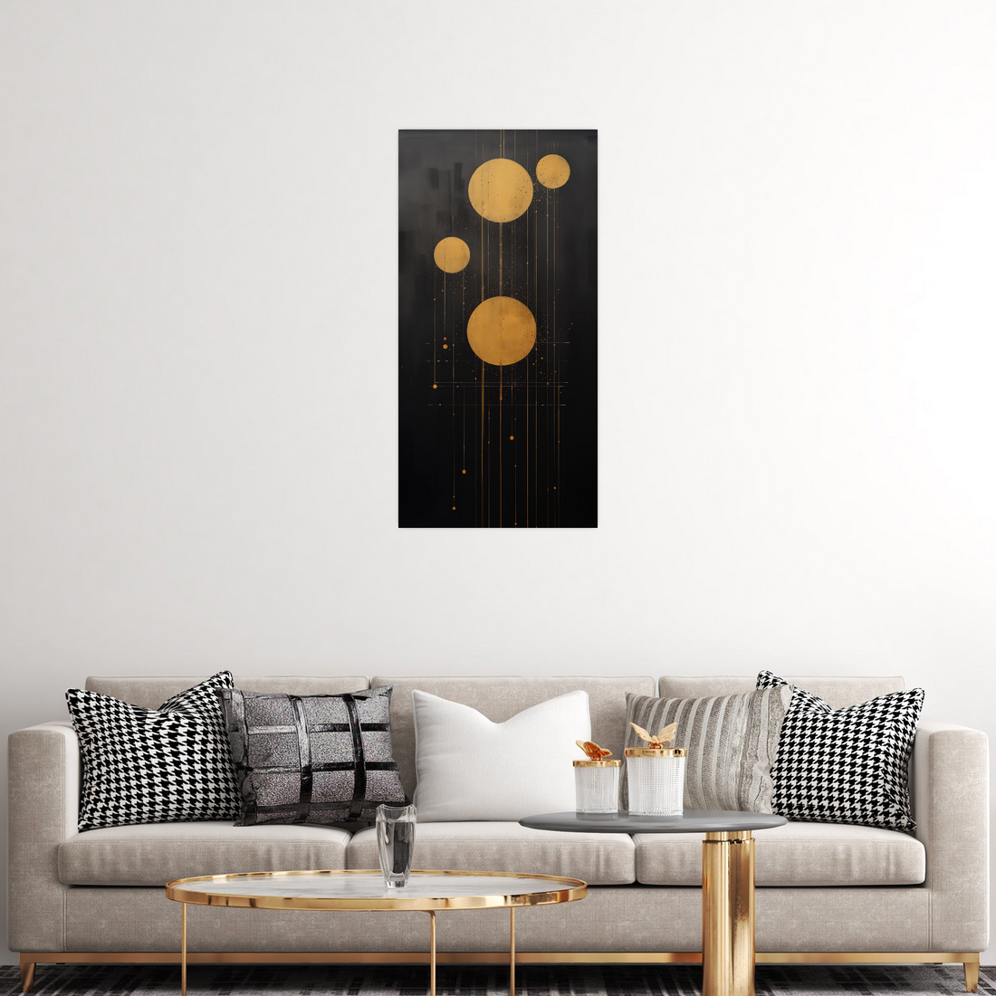 Umetnička slika ​Zlatni krugovi III na platnu - NS Canvas Shop