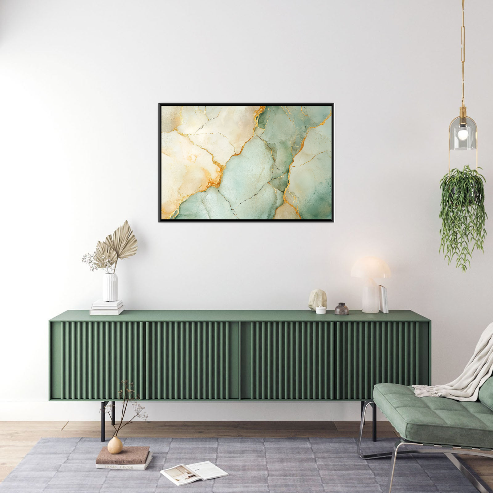 Zlatno-zelena apstraktna kompozicija