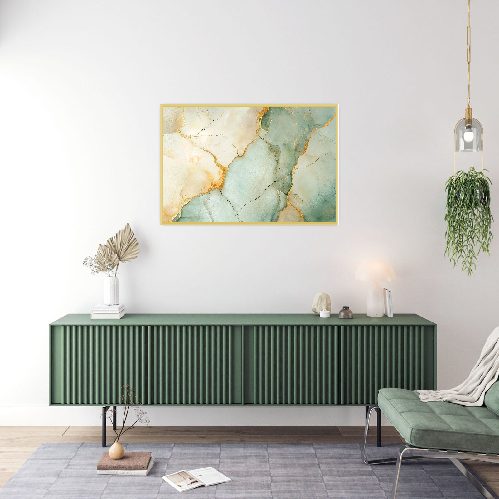 Zlatno-zelena apstraktna kompozicija