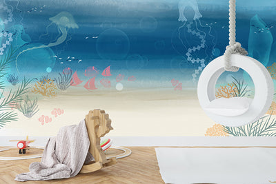 Umetnička slika ​Sea world, blue backdrop, kids photography na platnu - NS Canvas Shop