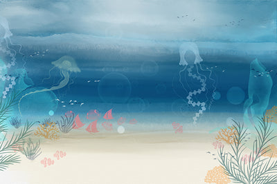 Umetnička slika ​Sea world, blue backdrop, kids photography na platnu - NS Canvas Shop
