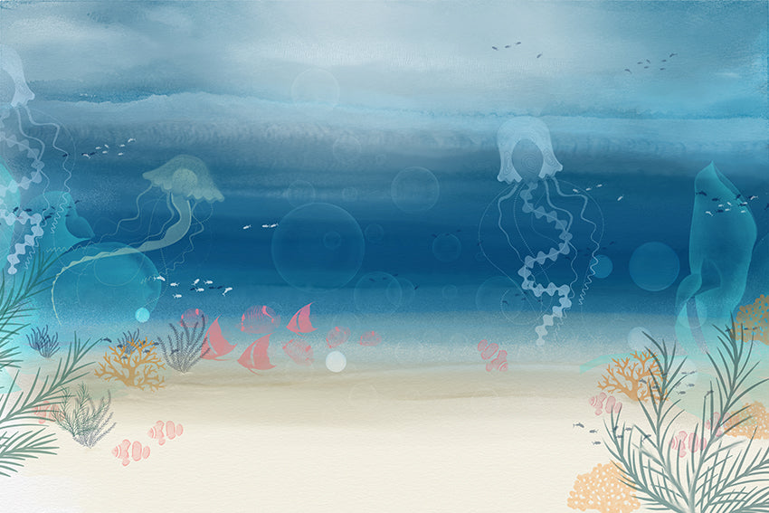 Umetnička slika ​Sea world, blue backdrop, kids photography na platnu - NS Canvas Shop